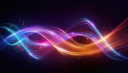 Neon lines background, glowing wavy neon light particles, website banner, colorful neon light background