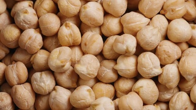 Close-up of dried chickpeas rotating