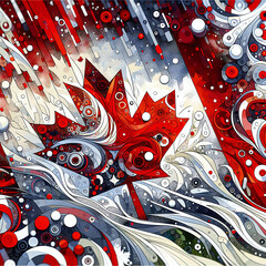 Canadian Maple Leaf Abstract Art