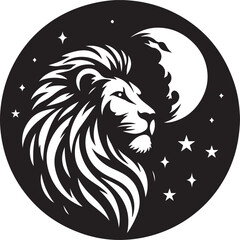 Ilustration Lion Logo Design Silhouette with simple color, suitable for t-shirt, icon or wallpaper