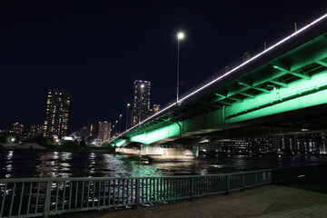 明石町側から見る佃大橋 夜