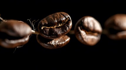 Obraz premium Coffee Beans Closeup On Dark Background