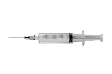 A medical syringe isolated on a transparent background.