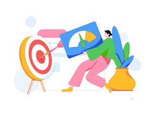 Marketing planning business characters flat vector concept operation hand drawn illustration
