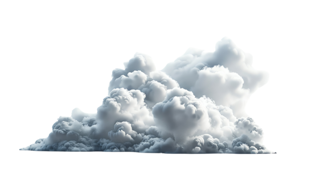 A large, fluffy white cloud isolated on a transparent background. Perfect for weather, nature, or abstract concepts. - Powered by Adobe