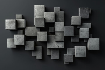 Abstract geometric blocks on black background