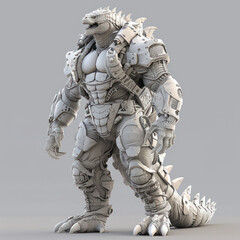 A Big Lizard With Robot Armor Military 3D Models
