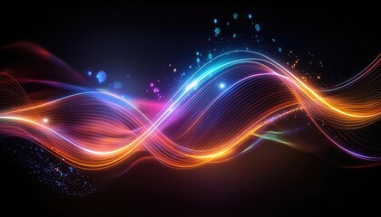 Fototapeta premium Abstract background with glowing lines, Neon lines background, glowing wavy neon light particles, website banner, colorful neon light background