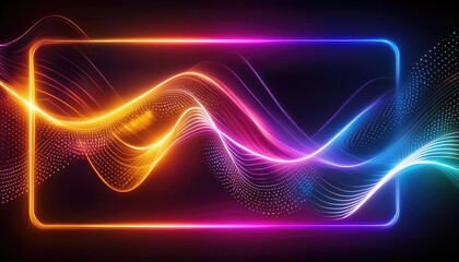 Abstract background with glowing lines, Neon lines background, glowing wavy neon light particles, website banner, colorful neon light background