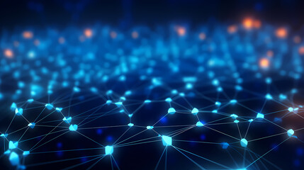 Fototapeta premium Abstract background with blue glowing connections and nodes