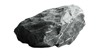 A close-up of a smooth, gray rock with intricate patterns and textures.  The rock is isolated on a transparent background.