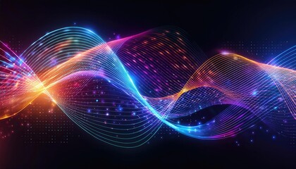 Abstract background with glowing lines, Neon lines background, glowing wavy neon light particles, website banner, colorful neon light background