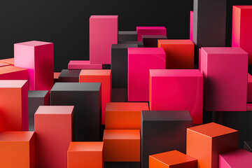 Fototapeta premium Abstract geometric blocks on black background