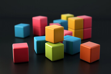 Obraz premium Abstract geometric blocks on black background