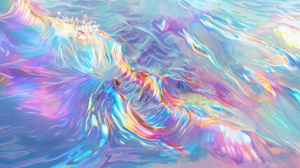 Fototapeta premium Gold liquid Texture: Holographic Ocean Scene Depicting Super Smooth Shiny Gold, graphic Design, banner design, brochure, pattern design, web, background template, wallpaper