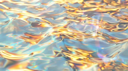 Gold liquid Texture: Holographic Ocean Scene Depicting Super Smooth Shiny Gold, graphic Design, banner design, brochure, pattern design, web, background template, wallpaper