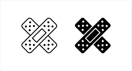 Adhesive plaster line and glyph icon set, emergency and medicine color editable.