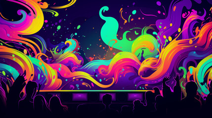 Bright Purple, Neon Green, and Orange for Music Festival Leaflet