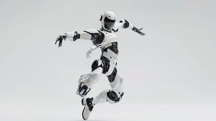 Fototapeta premium 3D Rendering of Robot AI Dancing on White Background