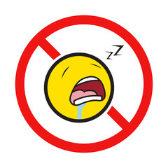No Sleeping Sign on White Background