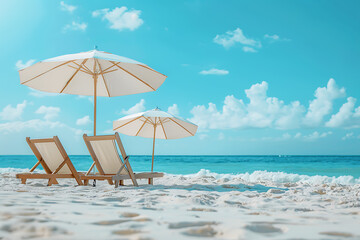 Fototapeta premium People relaxing and tanning at the beach, enjoying the sun, playing volleyball, and swimming