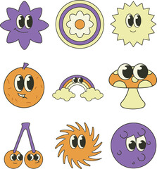 Cute Retro Cartoon Character Face  