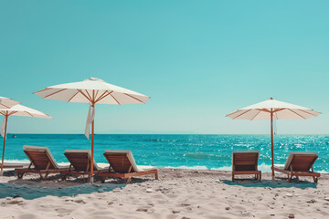People relaxing and tanning at the beach, enjoying the sun, playing volleyball, and swimming
