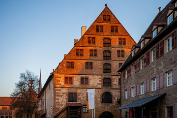 Medieval Buildings at Maulbronn Monastery at dusk, Maulbronn, Baden-Württemberg, Germany