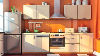 Luxury kitchen interior with sleek countertops and stainless steel appliances [░]