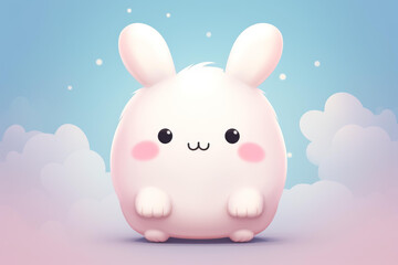 Adorable chubby bunny cartoon character illustration with a happy expression, perfect for nursery decor.