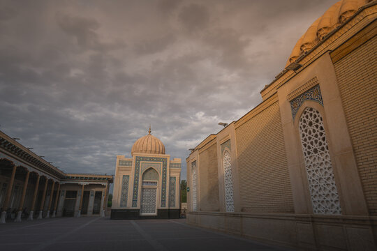 Memorial complex of Islam Karimov during the sunset, Samarkand, Uzbekistan.