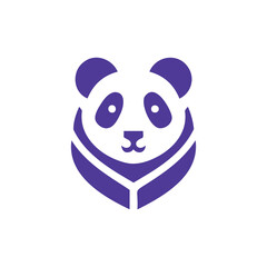 Dark Blue and White of Simple Panda Illustration