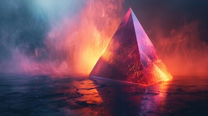 Glowing Pyramid in a Mystical Landscape