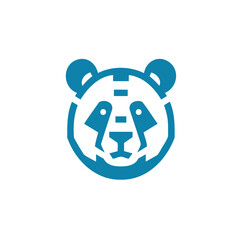 Blue and White Illustration of Head Panda © Syarifnr