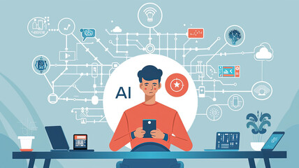 illustration of AI working 