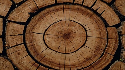 wood rings image. Tree trunk cut with beautiful wood grain and annual rings stock photo