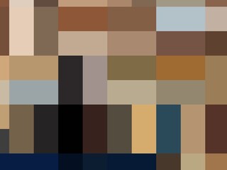 Colorful brown abstract pattern with squares and rectangles in various sizes and vibrant hues