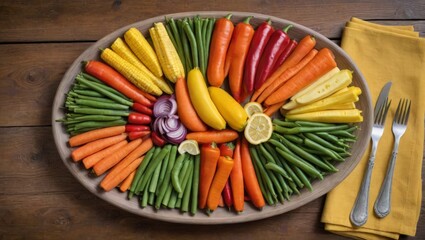 Colorful Vegetable Platter with Cutlery