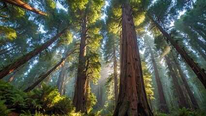Fototapeta premium Sunlight Through Redwood Canopy