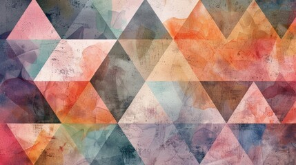 Abstract geometric background painted with watercolors