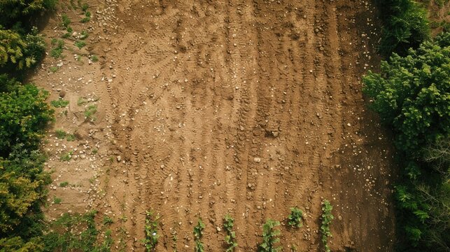 Bird s eye perspective of a barren ground for a natural backdrop on gardening or unsuccessful crop yield