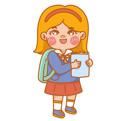 Back to school kid firts day go to school