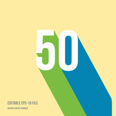 3d shadow digit, number or digit 50, Isometric font display typeface. Typography minimal design. vector illustration eps.