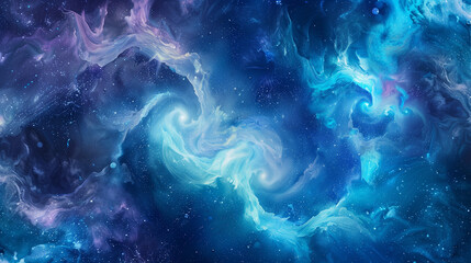 Watercolor nebula swirls in vibrant blues and purples, high resolution.