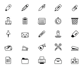 Set of office supplies icon
