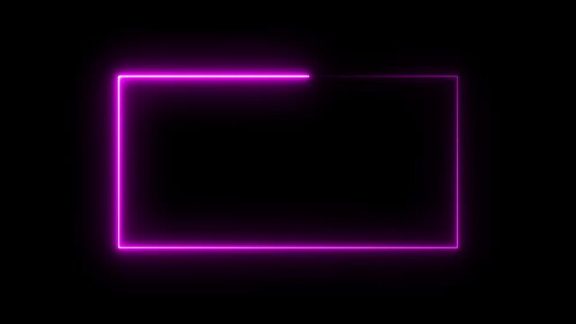 Abstract neon rectangle frame animation background.