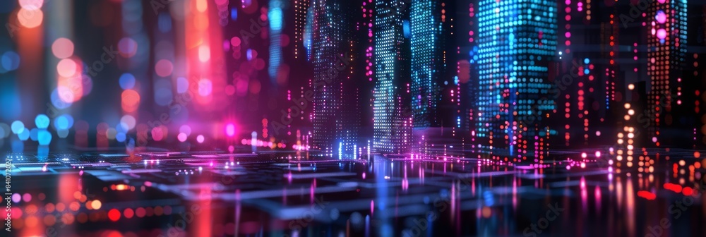 Poster hologram of data technology structure background. 3d rendering 3d illustration