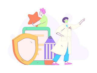 Doctor examines patient flat vector concept operation hand drawn illustration
