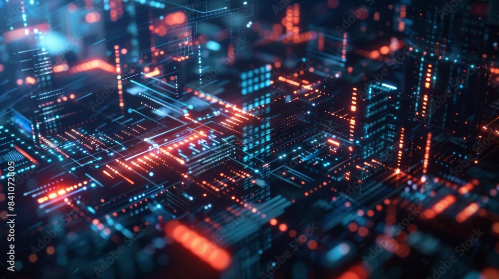 Poster hologram of data technology structure background. 3d rendering 3d illustration