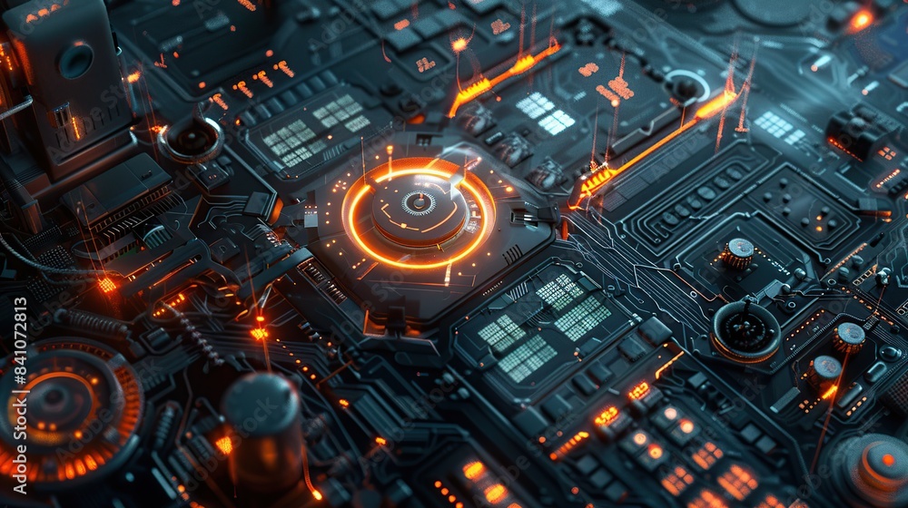 Poster electronics-themed circuit board technology background for high-tech visual projects